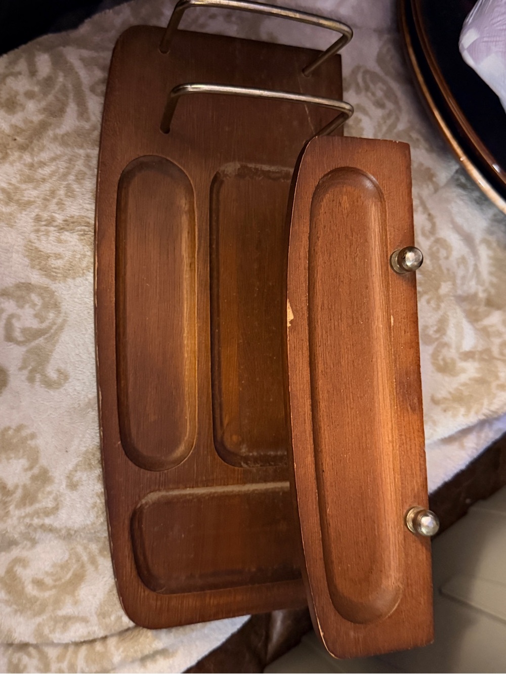 Vintage Mele Wood Dresser Valet Organizer Watch Cufflink Tray Mid Century Modern